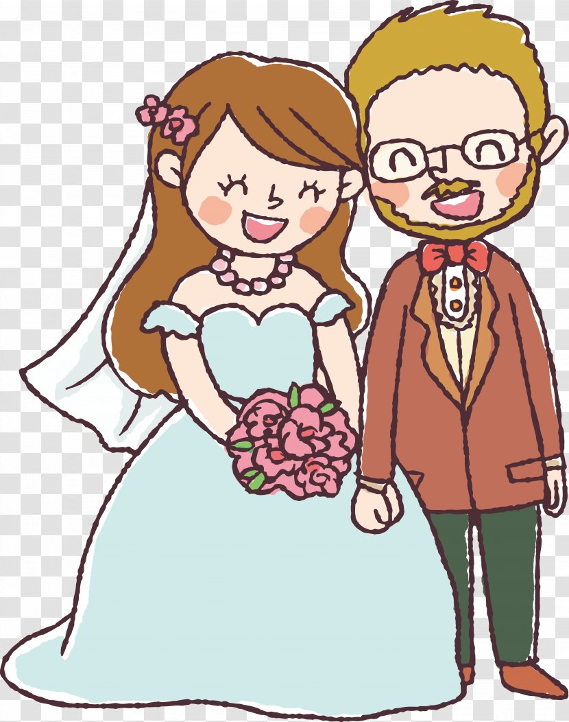 Marriage Drawing Wedding Invitation Couple - Frame - Character Design Transparent PNG