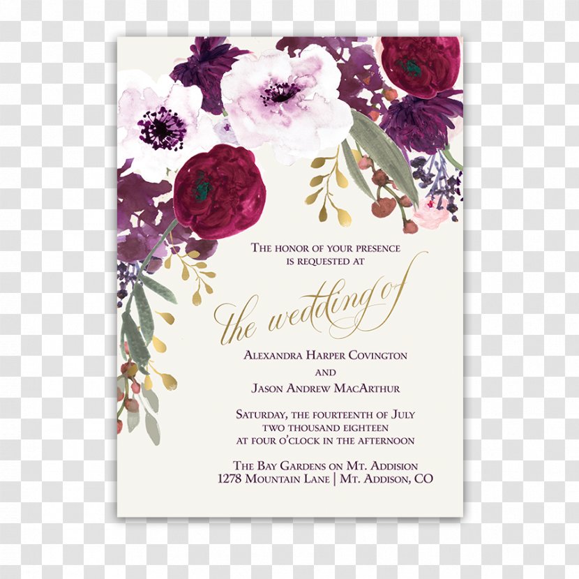 Wedding Invitation Paper Flower Burgundy - Rose Family Transparent PNG