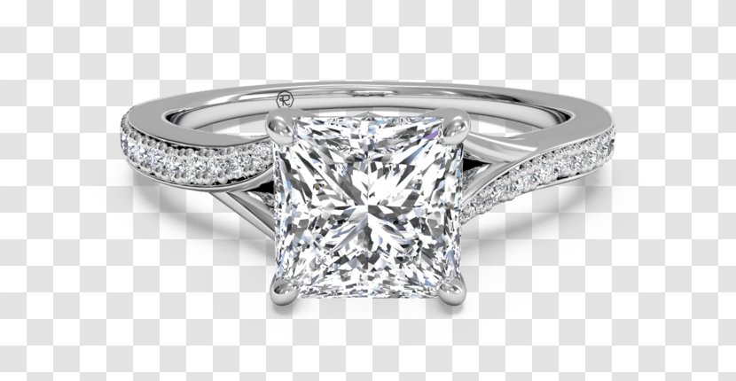 Engagement Ring Diamond Cut Princess - Metal - Extensible Table Top View Transparent PNG