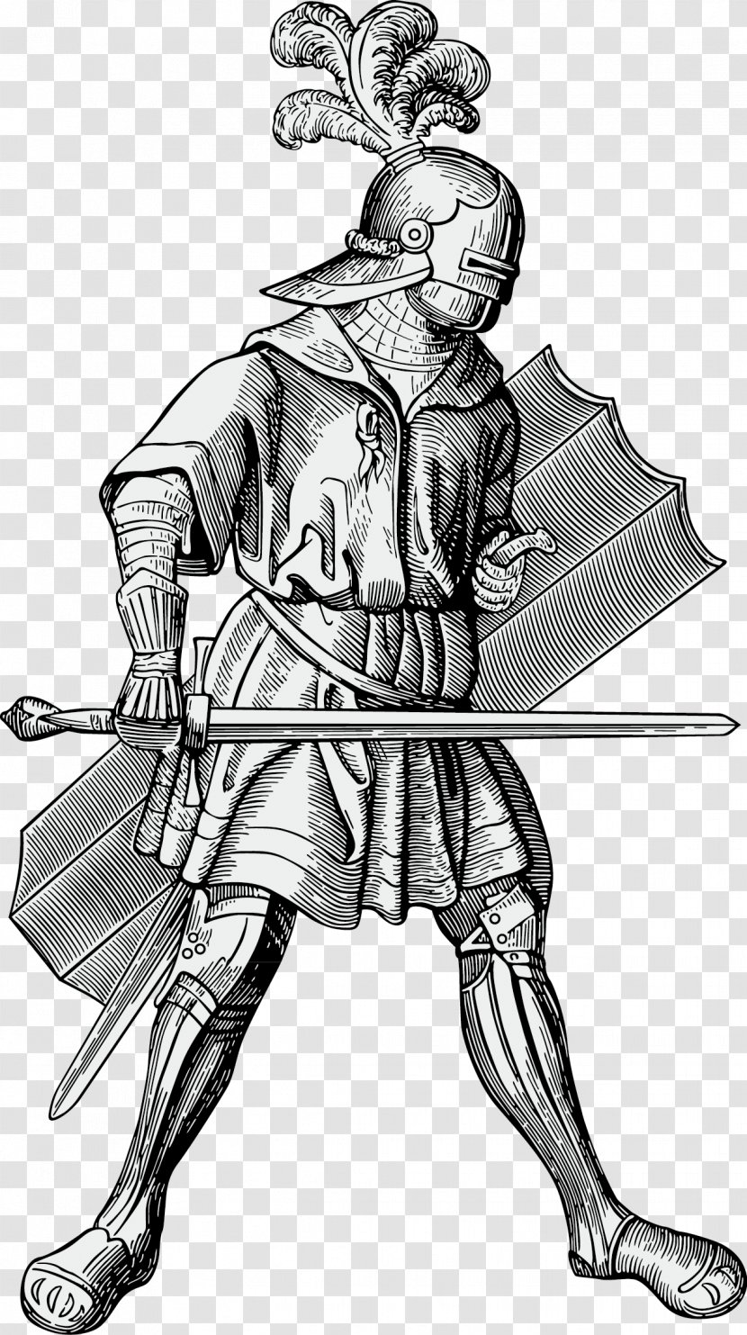 Knight Heraldry Middle Ages - Sketch Of Warrior Armor Transparent PNG