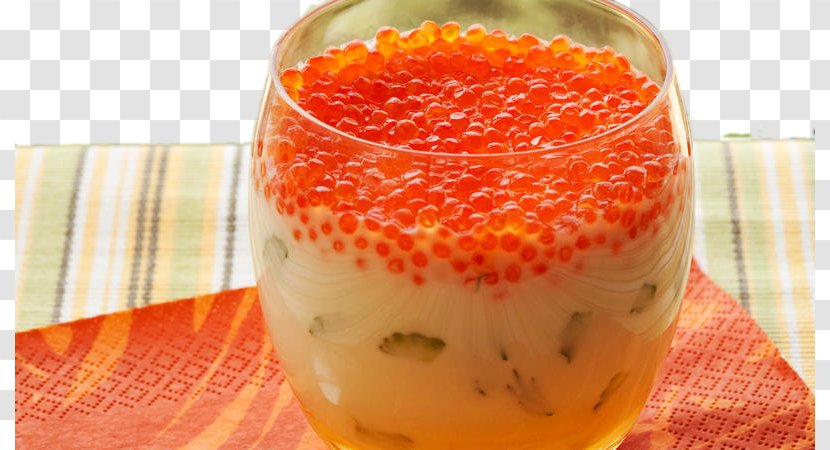 Red Caviar Sushi Butterbrot Roe - Panna Cotta - Cup,Drink,Bright Transparent PNG