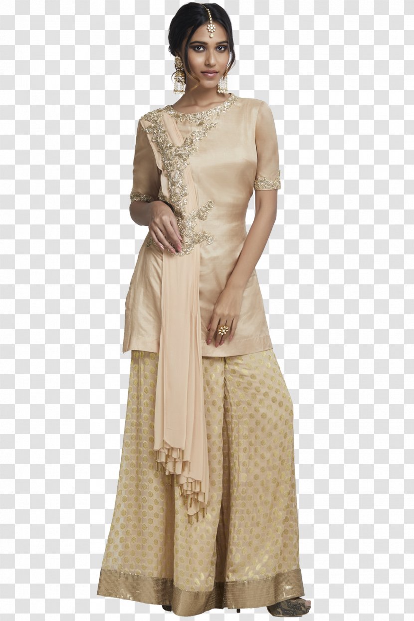 Gown Satin Fashion Beige Transparent PNG