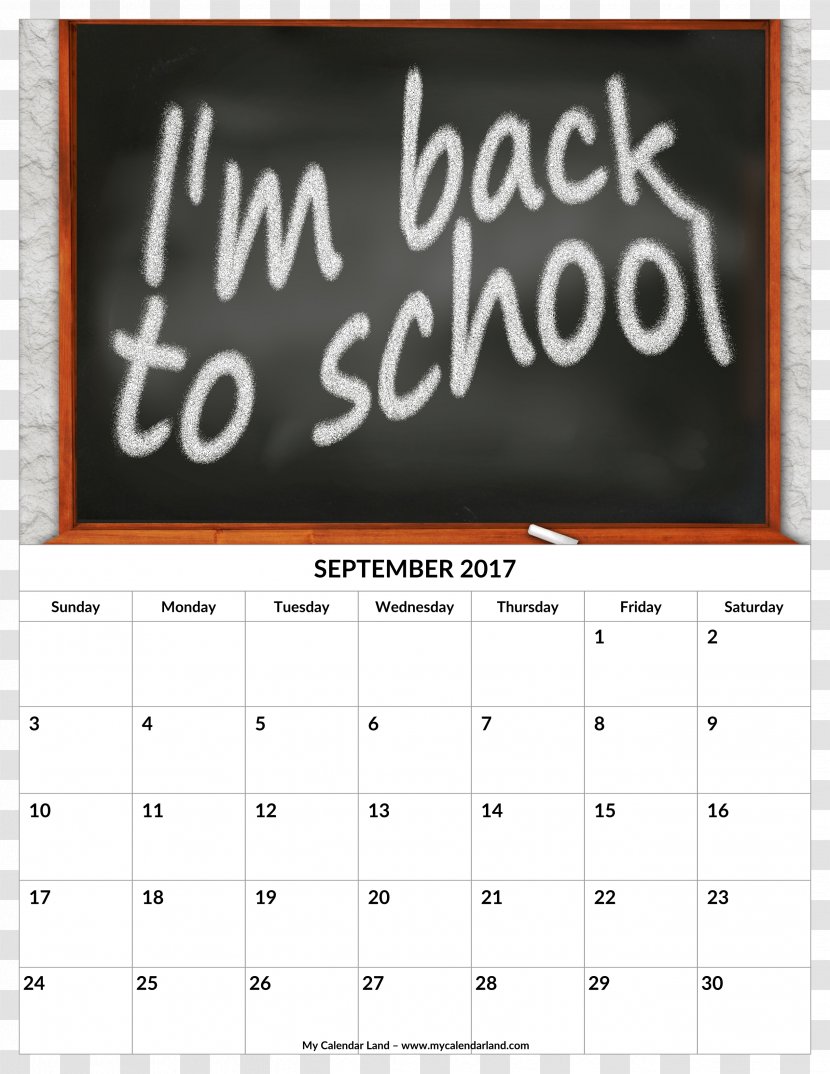 Calendar School Papua New Guinea September Font - Text Messaging Transparent PNG