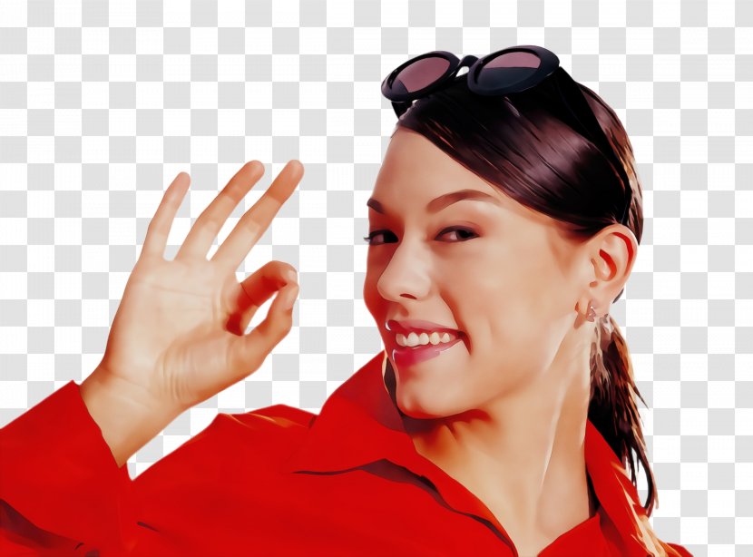 Finger Gesture Forehead Hand Thumb - Black Hair Ear Transparent PNG
