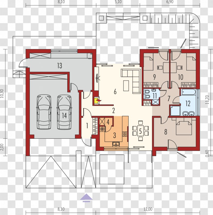 Floor Plan Square Meter House Kitchen - Area Transparent PNG