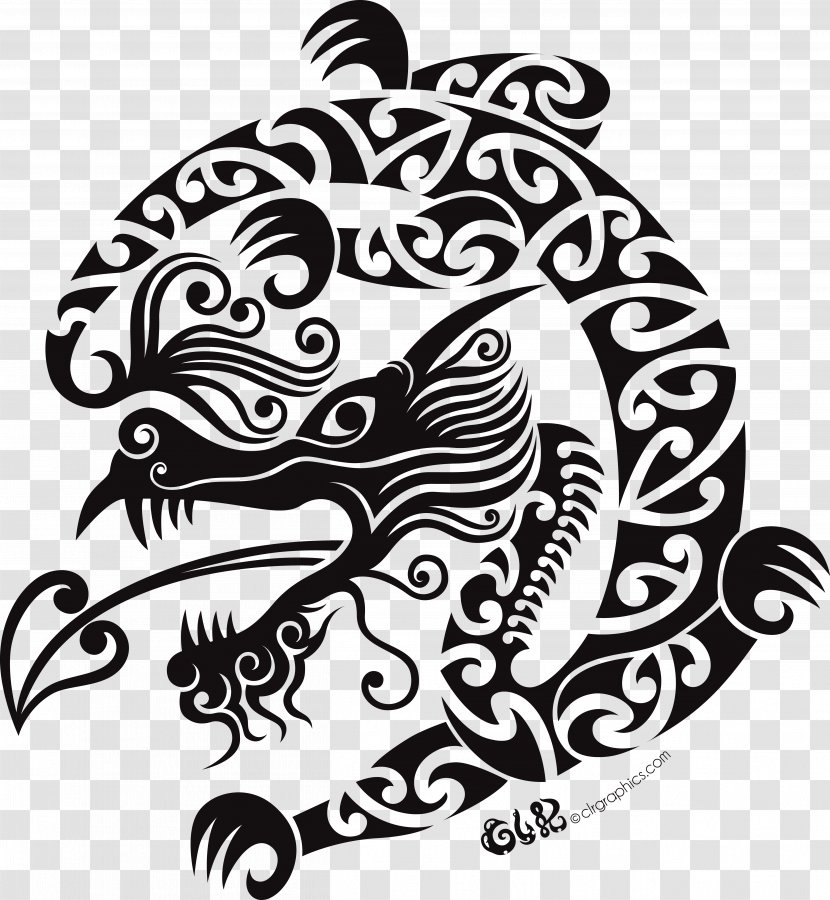 Taniwha Chinese Dragon Legendary Creature Clip Art - Monochrome Photography Transparent PNG