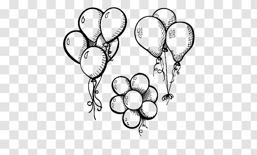 Drawing Balloon Royalty-free Illustration - Flower - Three Strings Of Balloons Transparent PNG