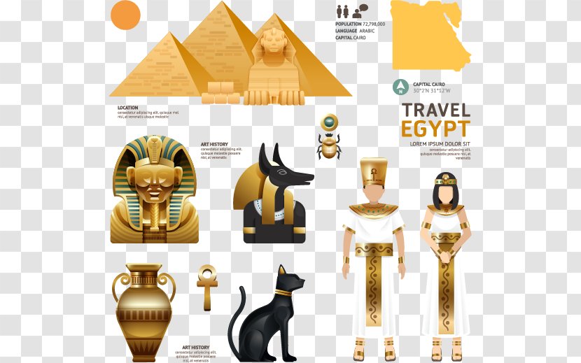 Ancient Egypt Graphic Design - Yellow - 9 Vector Material Transparent PNG