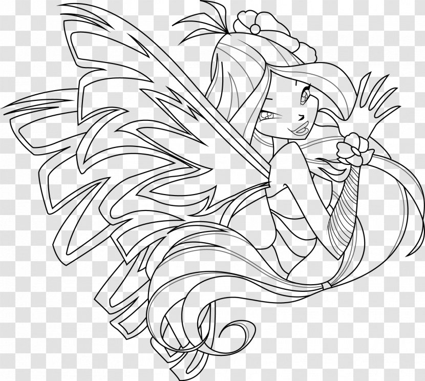 Flora Sirenix Coloring Book Drawing Tecna - Floral Design - Page Transparent PNG