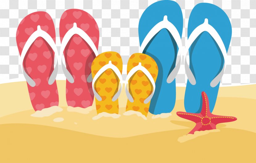 Slipper Beach Flip-flops Sandal - Cartoon - Vector Painted On The Sandals Transparent PNG