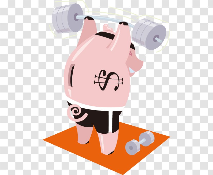 Pig Olympic Weightlifting Barbell Clip Art - Food - Vector Cartoon Fitness Transparent PNG