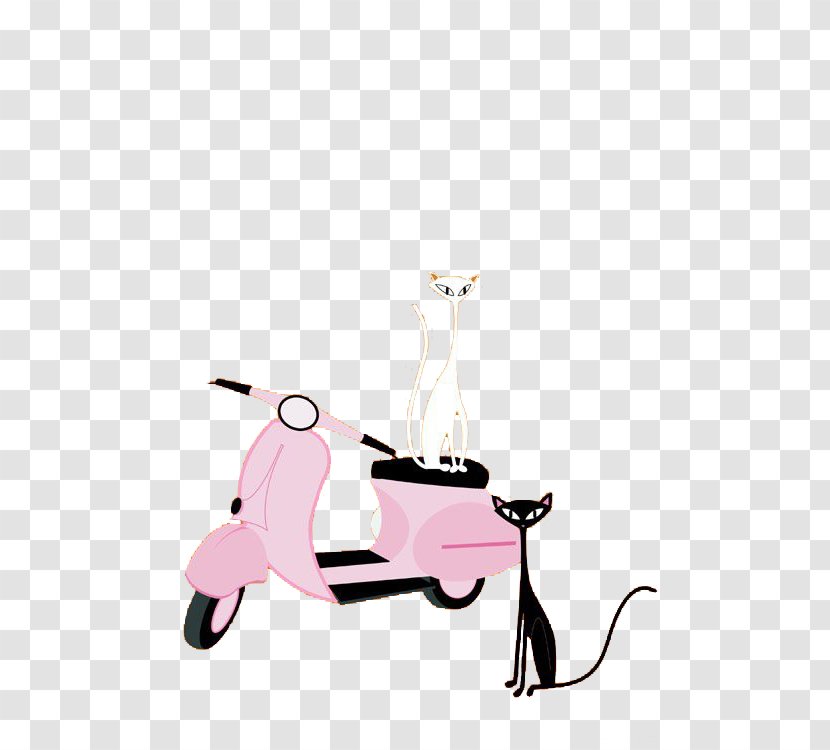 Cat Motorcycle - Pink - Motorcycles And Cats Transparent PNG