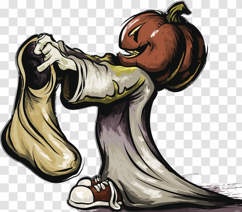 Halloween Dribbble Illustration - Scarecrow - Cartoon Pumpkin Head Transparent PNG