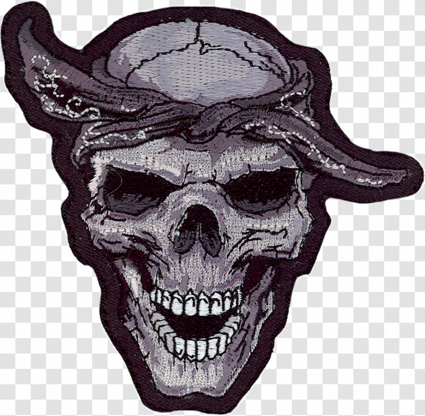 Skull Lethal Threat Embroidered Patch Motorcycle Kerchief - Human Head - Jay Transparent PNG