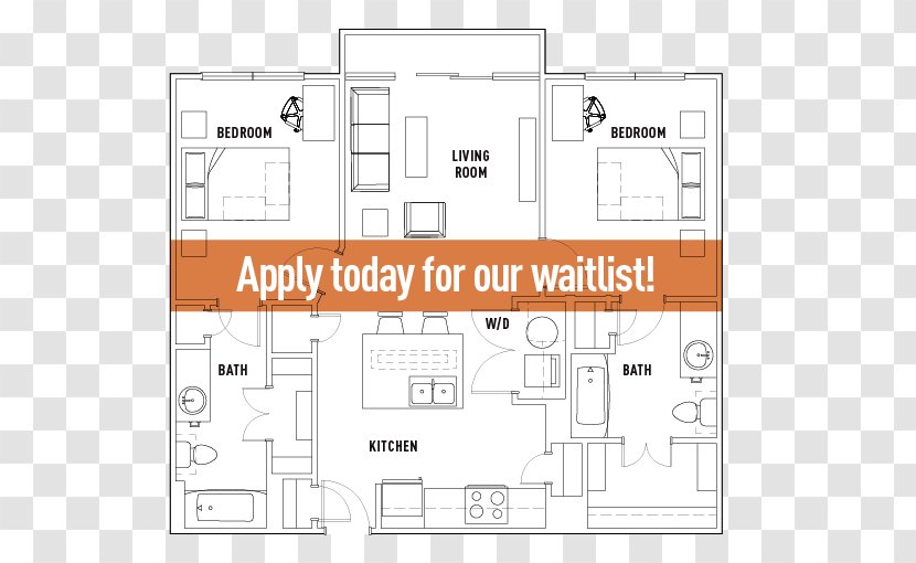 Floor Plan Crest At Pearl House Bed Bathroom - Drawing Transparent PNG