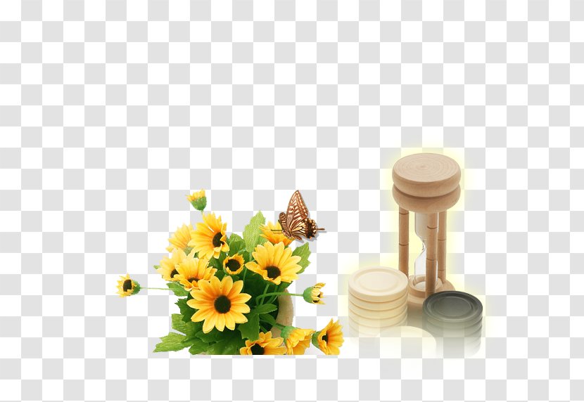 Flower Clock Web Template Hourglass - Arranging - Flowers Transparent PNG
