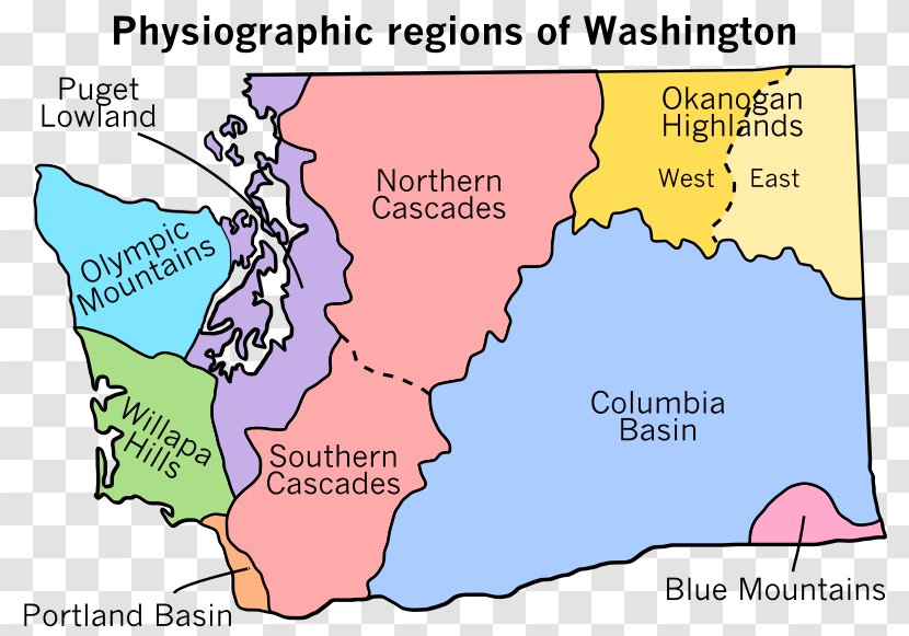 Washington Physiographic Regions Of The World Province Wikipedia - Map - State Transparent PNG