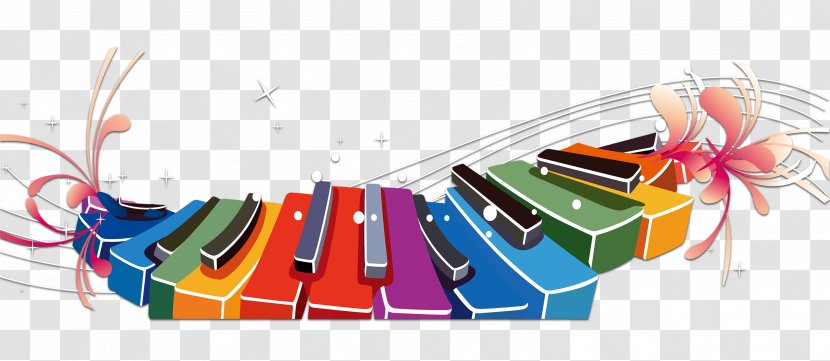 Piano Keyboard Graphic Design - Flower - Dazzling Color Cartoon Transparent PNG