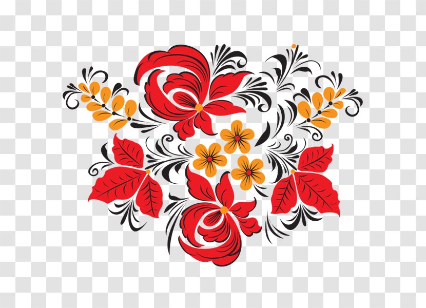Khokhloma Ornament Drawing Gzhel Folk Art - Flower - Red China Wind Creative Transparent PNG