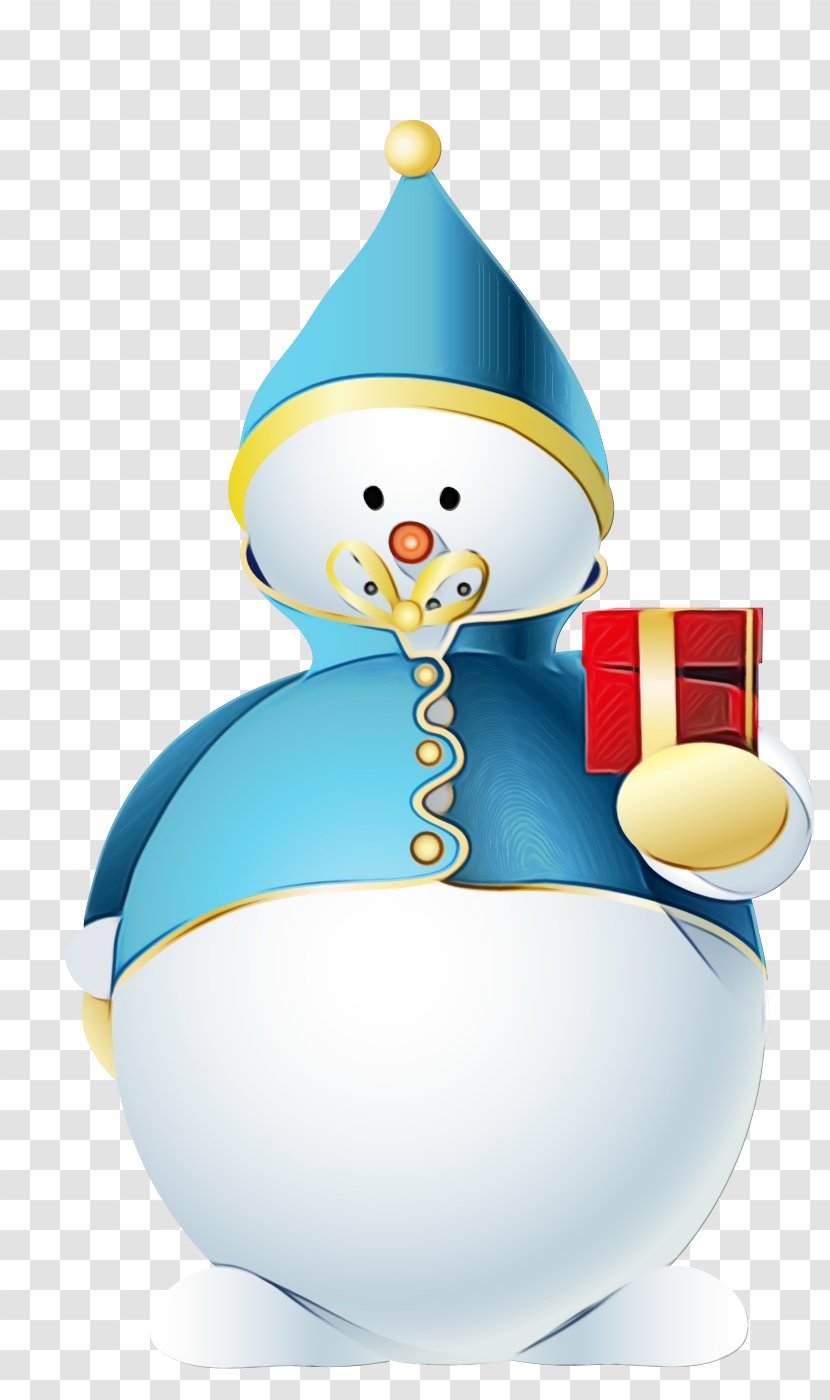 Snowman - Christmas - Cartoon Wet Ink Transparent PNG