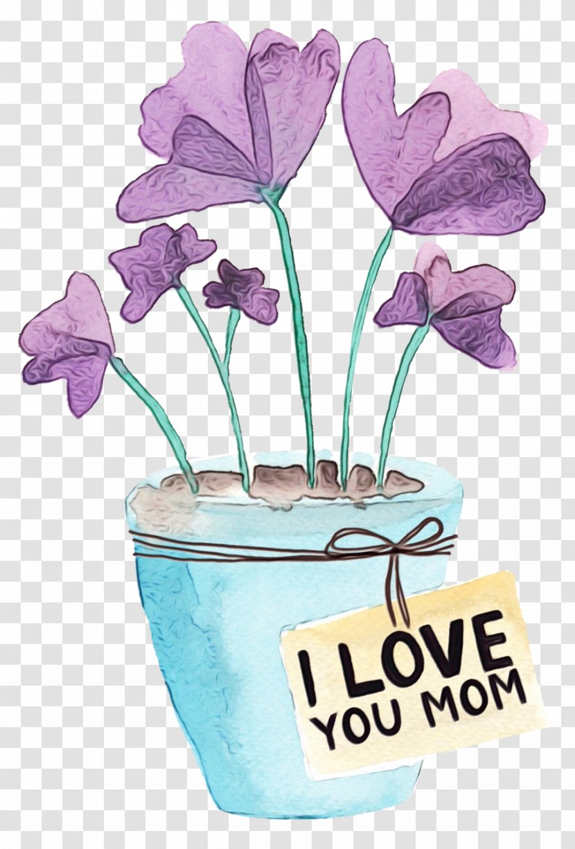 Flowerpot Flower Violet Plant Purple - Wet Ink - Family Herbaceous Transparent PNG
