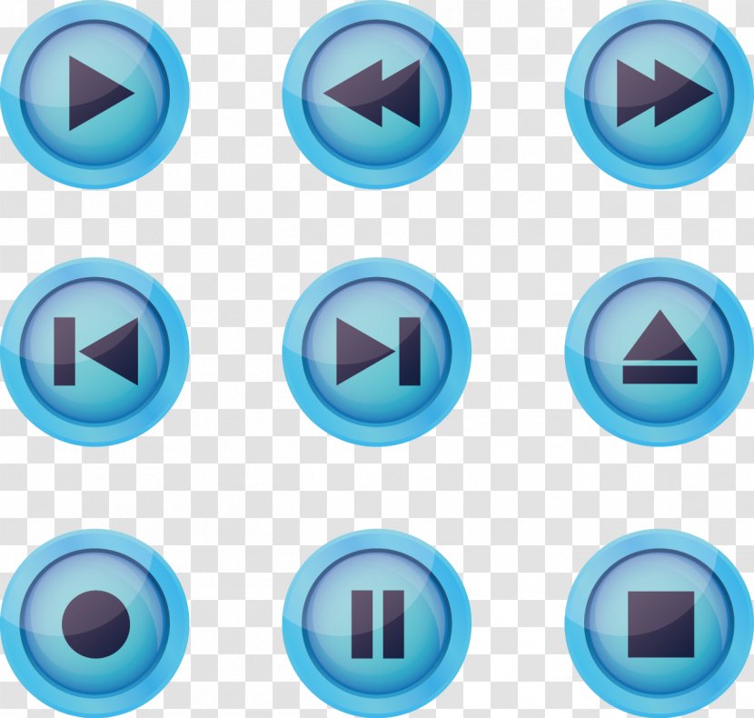 Button Euclidean Vector Download Icon - Media Player - Hand-painted Blue Play Associated Transparent PNG