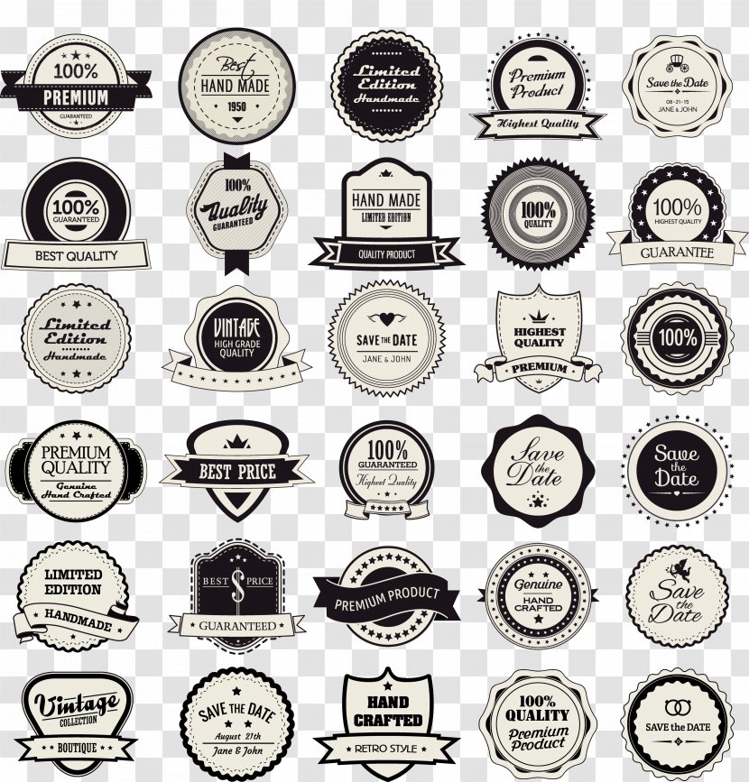 Label Vintage Clothing Badge Circle - Retro Round Tag Collection Transparent PNG