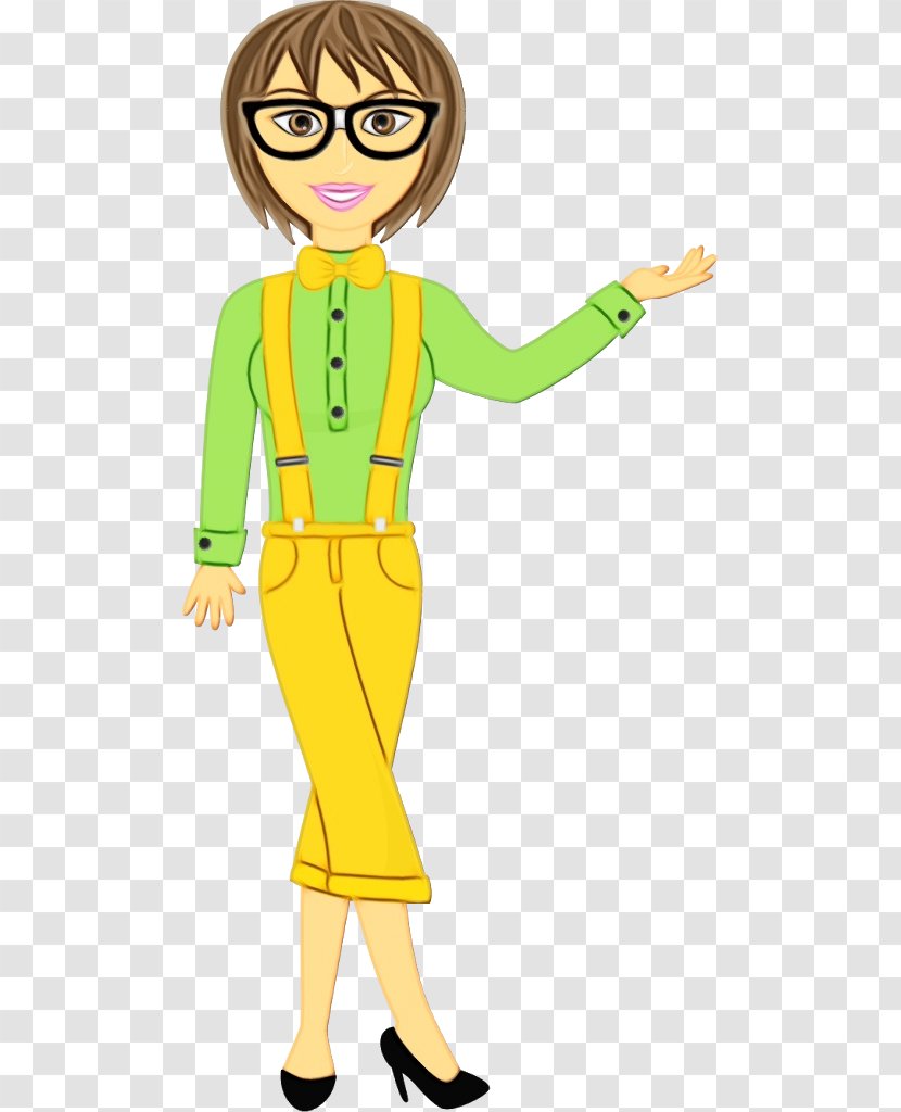 Cartoon Yellow Standing Clip Art Costume - Fictional Character - Fashion Illustration Gesture Transparent PNG