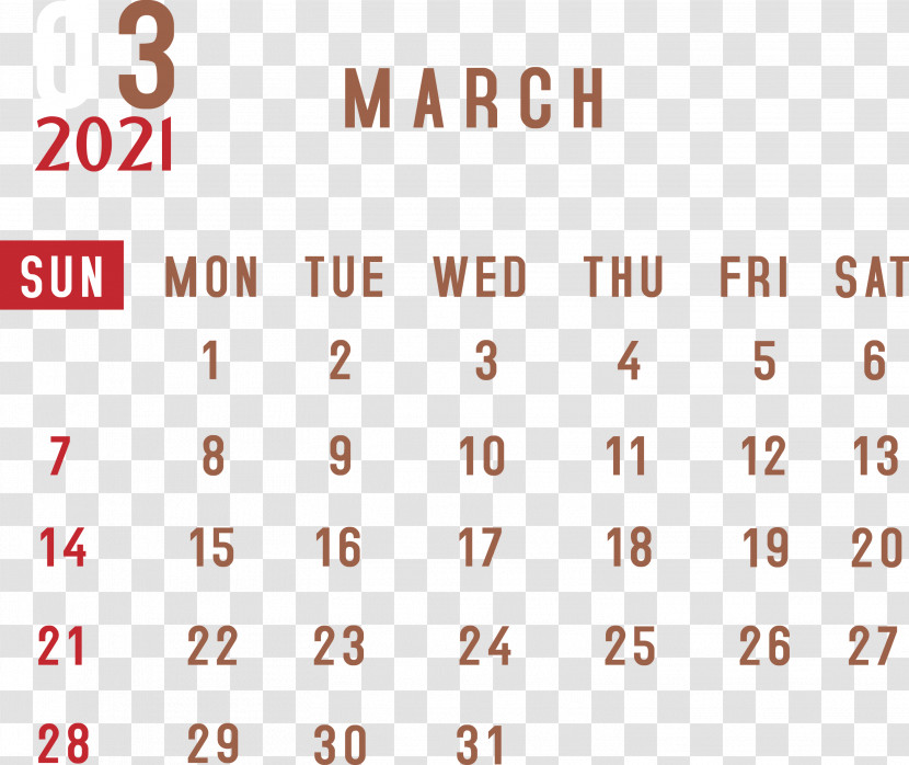 March 2021 Monthly Calendar March 2021 Printable Calendar 2021 Monthly Calendar Transparent PNG