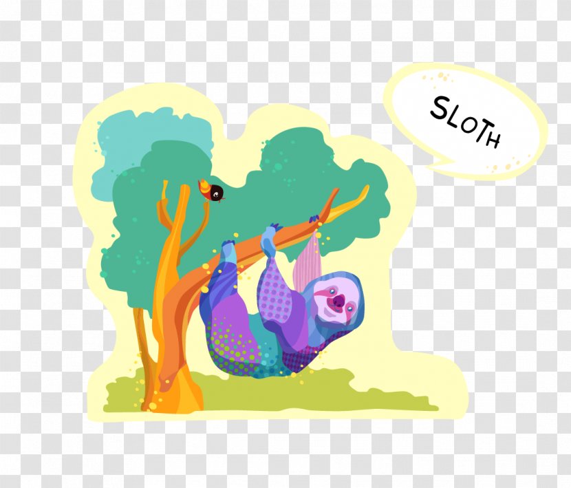 Sloth Cartoon Illustration - Tree - Koala Transparent PNG