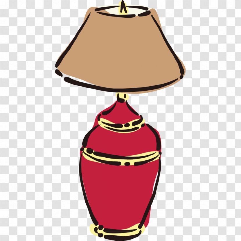 Lampe De Bureau Designer - Hand-painted Pattern Red Lamp Transparent PNG