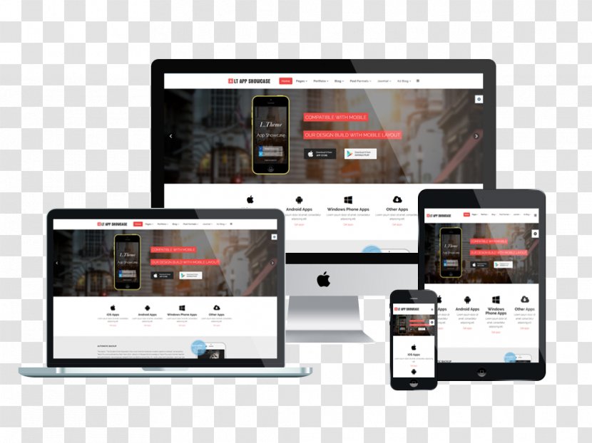 Responsive Web Design Development Template System Mockup - Multimedia - Mobile App Transparent PNG