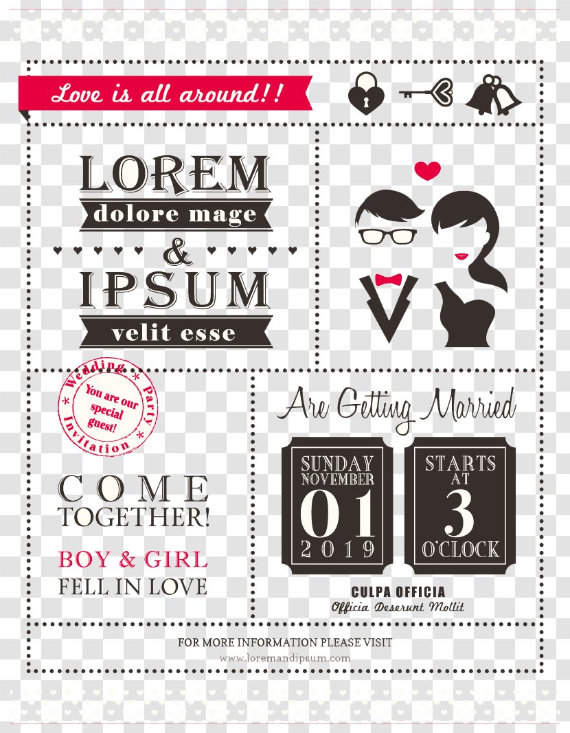 Wedding Invitation Save The Date Illustration - Brand - Creative WordArt Card Vector Material Transparent PNG