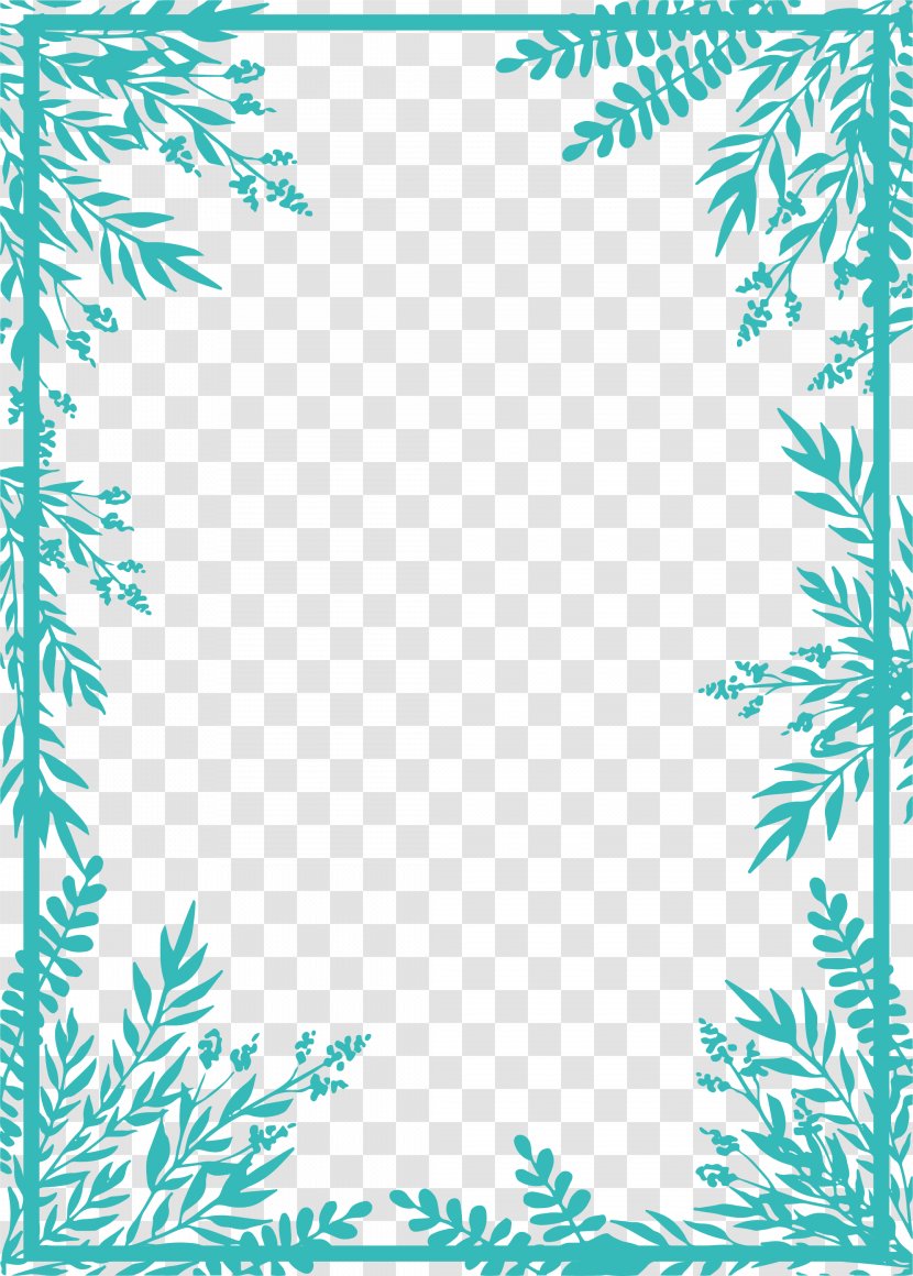 Small Fresh Green Branches Border - Branch - Blue Transparent PNG