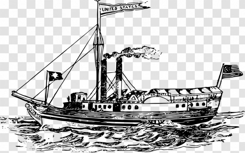 Steamship Steamboat Clip Art - Black And White - Ship Transparent PNG