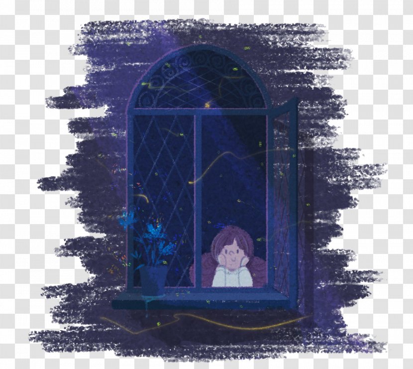 Window Painting Illustration - Purple - Hand Painted Windows In The Night Transparent PNG