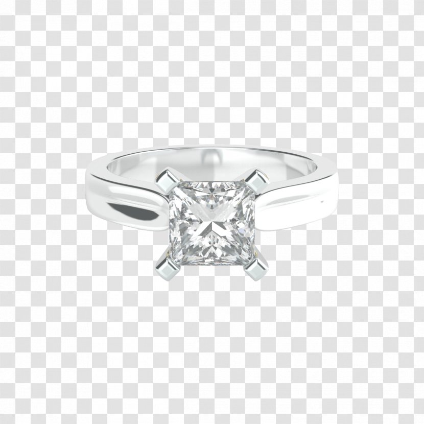 Diamond Cut Princess Engagement Ring - Gold - Solitaire Transparent PNG