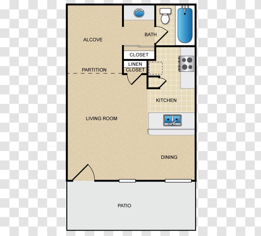 Eastwood Apartment Homes Floor Plan Bedroom - Media - Hand Drawn Color Transparent PNG