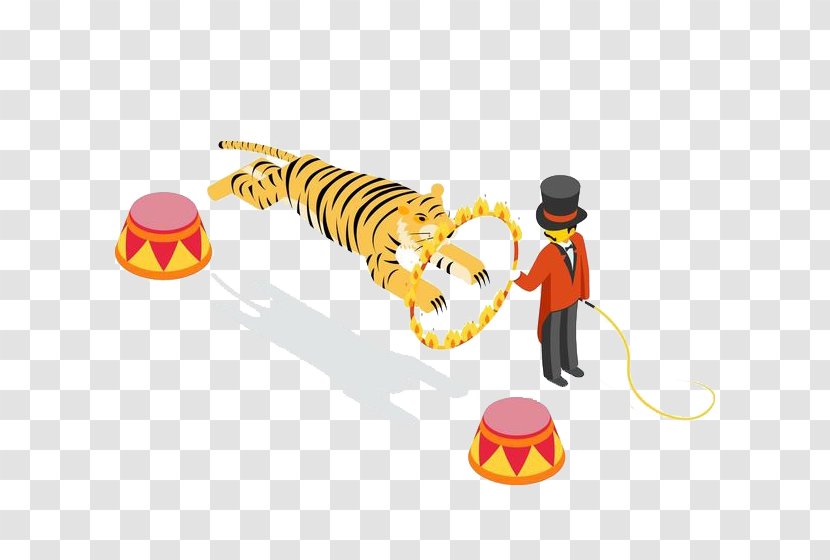 Tiger Circus Cartoon Illustration - Royaltyfree - The Crossed Fire Circle Transparent PNG