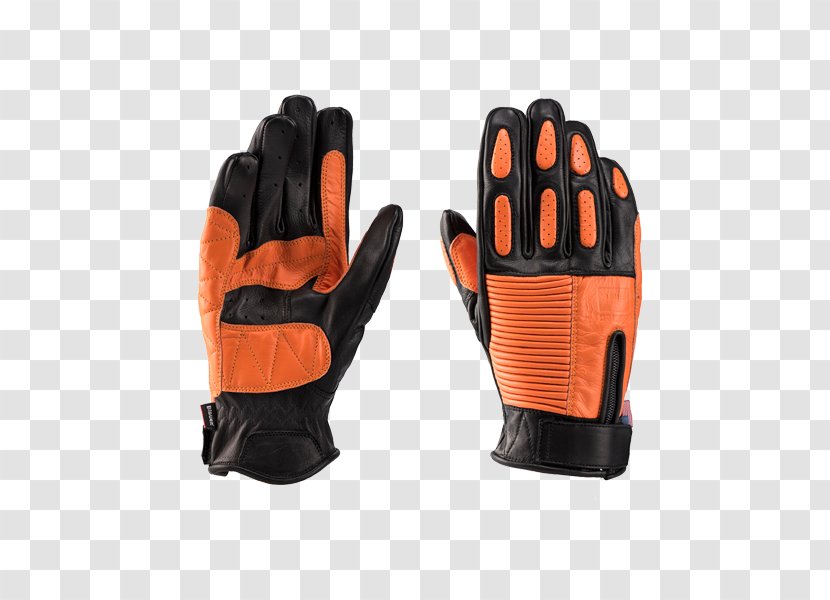 Orange Glove Leather Clothing Motorcycle - Velcro Transparent PNG