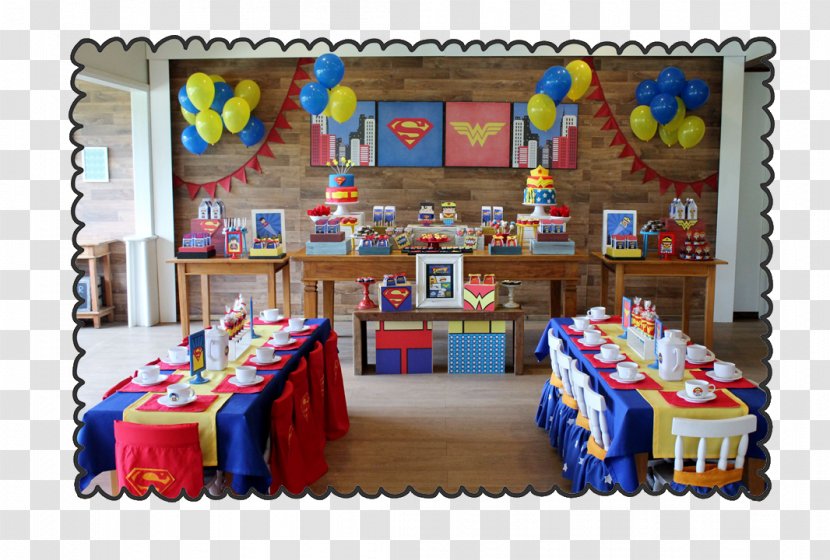 Superman Wonder Woman Birthday Cake Party - Flag Transparent PNG
