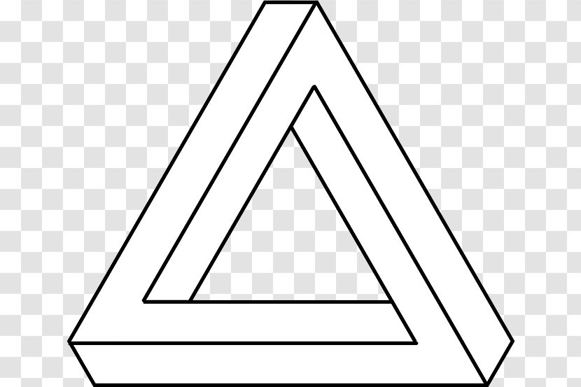 Penrose Triangle Optical Illusion Drawing - Line Art Transparent PNG