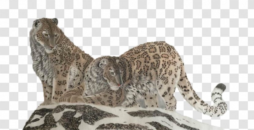 Snow Leopard Cheetah Cat - Animal - Two Cats On The Top Of Mountain Transparent PNG