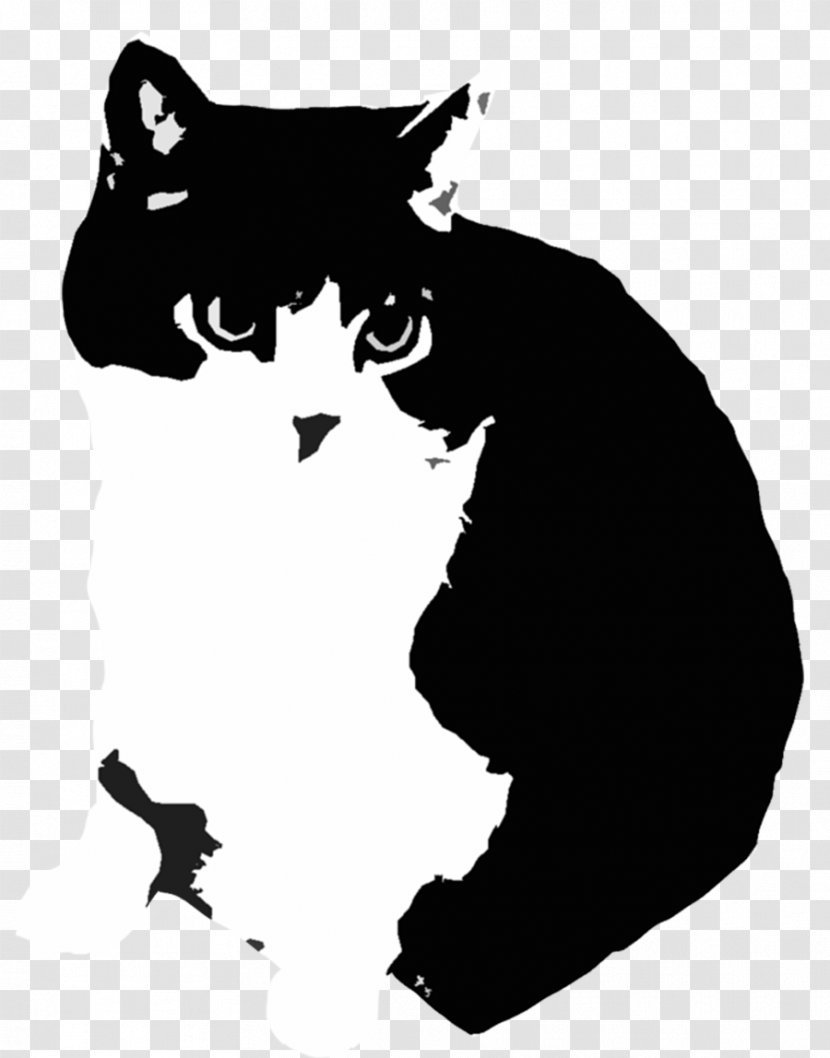 Stencil Cat Silhouette Kitten Drawing - Black And White Transparent PNG