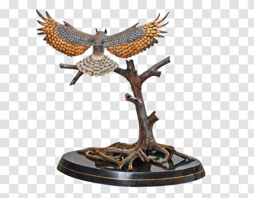 Bronze Sculpture Owl Eagle - Great Horned Transparent PNG