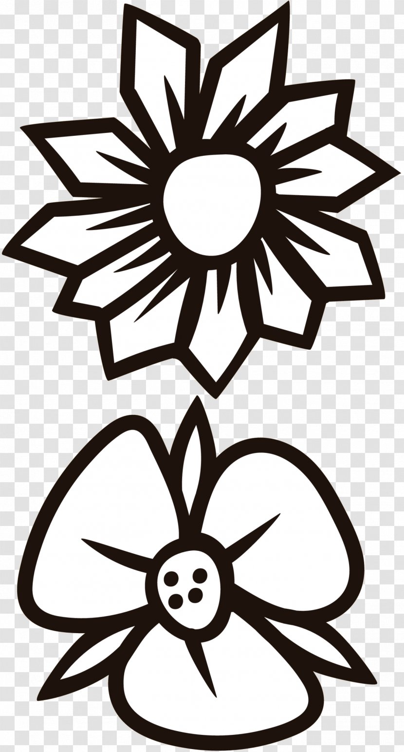 Clip Art Line Black & White - Flower - M Transparent PNG