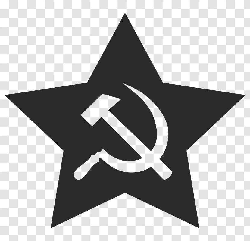 Soviet Union Hammer And Sickle Communism Communist Symbolism Red Star - Black White Transparent PNG