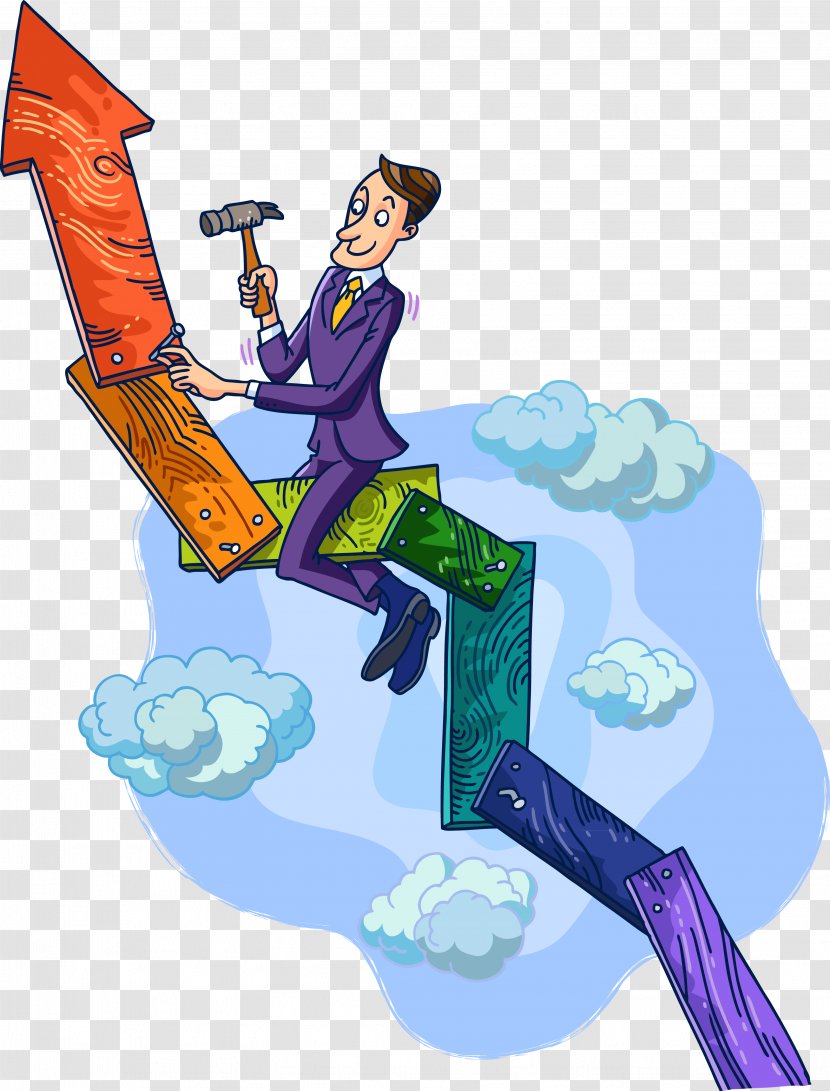 Illustration - Drawing - Bookbinding Business Man Painted Arrow Transparent PNG