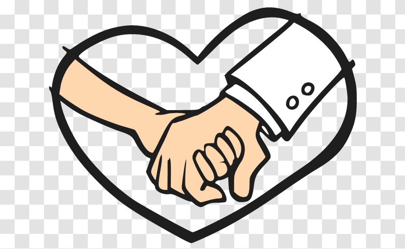 Cartoon Drawing Holding Hands Clip Art - Heart Transparent PNG