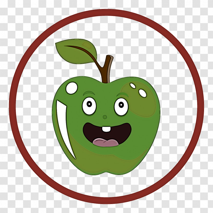 Green Apple Cartoon Fruit Leaf Transparent PNG